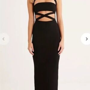 Rumer The Label x Revolve Black Sorrento Criss Cross Halter dress